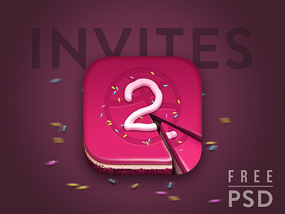 Dribbble Invite Cake - Free PSD icon is included anniversary birthday cake design dribbble free freebies invite ios junoteam psd