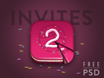 Dribbble Invite Cake - Free PSD icon is included