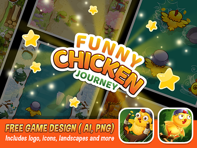 FREE GAME DESIGN - FUNNY CHICKEN JOURNEY free game free game design free icon free logo free psd funny chicken game game studio game vector junoteam