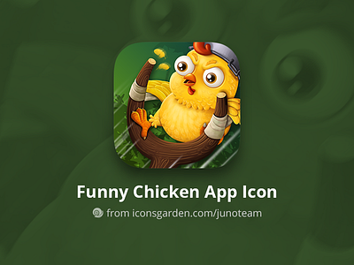 Free PSD - Funny Chicken Journey app icon animal bird character chicken cute fly funny journey mascot orange run slingshot yellow