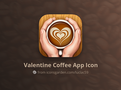 Valentine Coffee app icon android app icon cappuccino coffee cup drink food glass hand hold hot iconsgarden ios junoteam love valentine warm wood