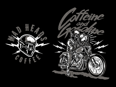 Coffeine and Gasoline branding coffee de graphic design illustration moto vector