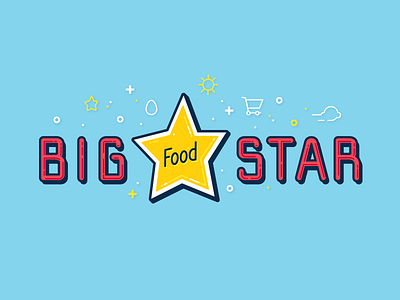 Big Star Grocery icons illustration logo retro typography