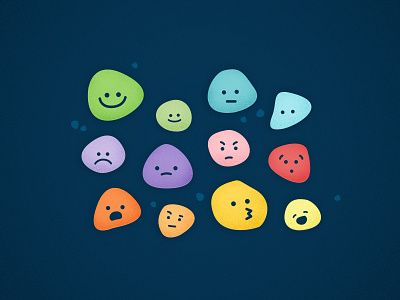 Organic Emoticons or Jelly Heads emoticons emotions happy illustrations organic