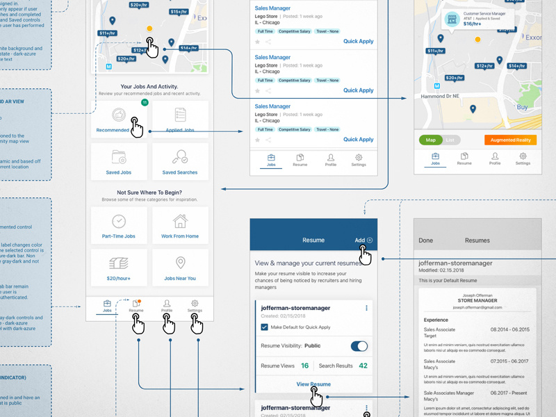 Navigation Interaction Wireflow wireflow interaction flow design asset navigation mobile app