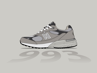 new balance 993 branding flat illustration vector