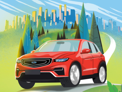 geely suv flat illustration vector