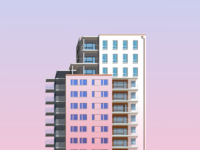 beautiful buildings flat illustration vector