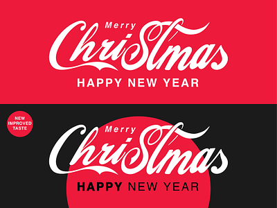 Merry Christmas and Drink Coke calligraphy illustration
