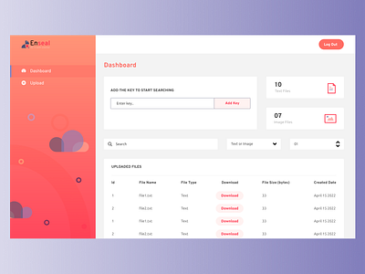 Enseal Dashboard Design 2d cloud cloud security dashboard dashboard design dashboard page design desktop figma idea security service ui uiux user experience user interface ux web app website