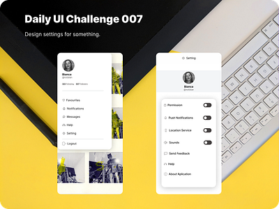 Daily UI Challenge 007 dailyui design setting ui ux