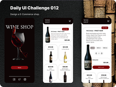 Daily UI Challenge 012 dailyui design e comerce shop ui ux wineshop