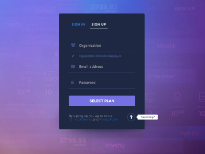 Bootstrap Sign Up/In panel bootstrap form layout ui ux web web app