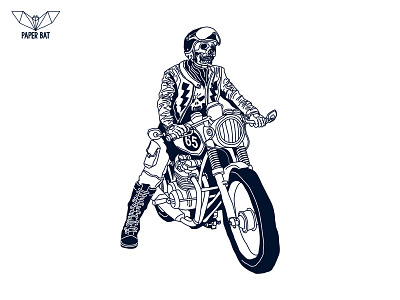 Devil Rider devil helmet line motorbike motorcycle rider skull vintage
