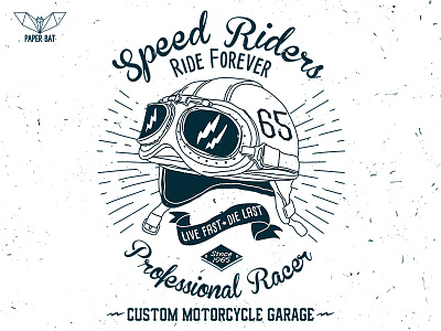 Motorcycle 04 custom googles helmet line motorbike racer riders speed vintage