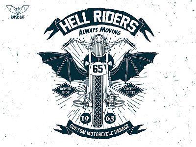 Motorcycle 06 bat hell line motorcycle race rider speed vintage wings