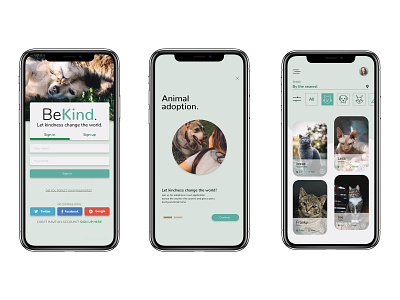 Be Kind Adoption App UI adobe xd adobexd adoption app mobile mobile app mobile app design mobile design mobile ui pet