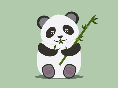 Cute Panda bear with bamboo stick animals bamboo black cute green illustration isolated panda vector white wildlife