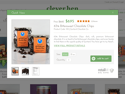 Clever Hen Product Detail Modal add to cart ecommerce modal product detail quick view