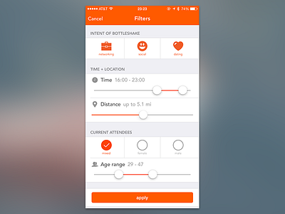 Bottleshake Mobile App Filters