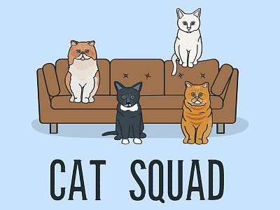 Cat Squad BestCatShirts.com bestcatshirts.com cat couch illustration