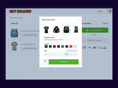 Shopping Cart Add Another Style Modal cart ecommerce modal online store shopping cart
