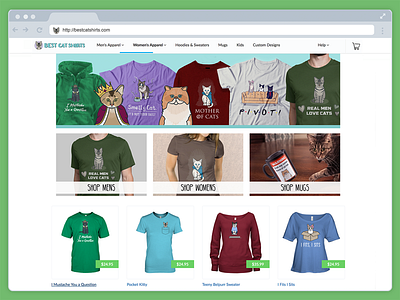 e-Commerce Storefront cats e-commerce ecommerce mug product design shirt store tee