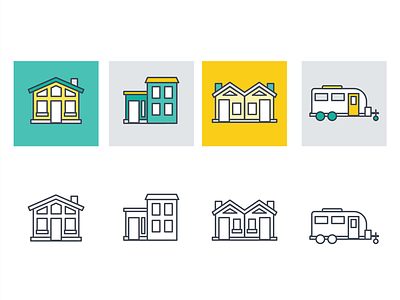 Housing Icons condo duplex house icons illustration mobile home townhome