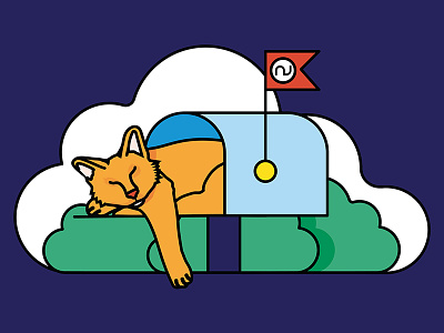 Mailbox Cat - Color cat illustration kitten mailbox shipping