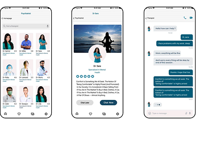 Therapist App app app design branding design illustration mobile mobile design ui ux