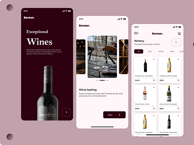 Savour wine app app dailyui design ui wine