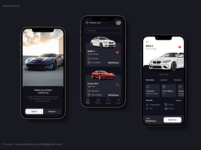 UI / mockup of car rental app