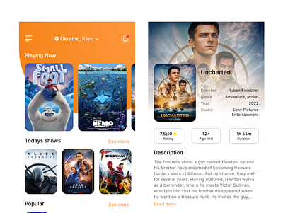 Ui \ Application for ordering tickets to the cinema app cinema design store ui ux