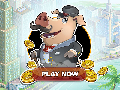 Piggy 2d character design game art illustration piggy vector