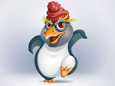 Penguin 2d character design illustration penguin vector