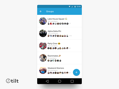 Tilt: Groups | Android android blue clean design iphone mobile san francisco ui