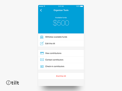 Tilt: Organizer Tools | iOS blue clean design ios iphone mobile san francisco ui