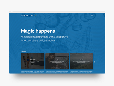 Seabed VC: Homepage | Desktop Web blue branding clean desktop landing page mobile responsive design san francisco ui web