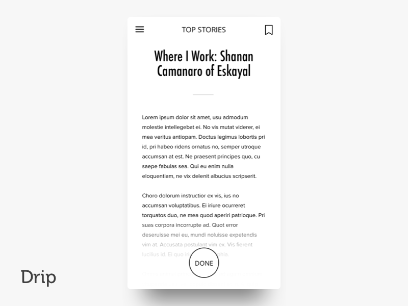 Drip | iOS san francisco iphone clean text mobile ui design ios