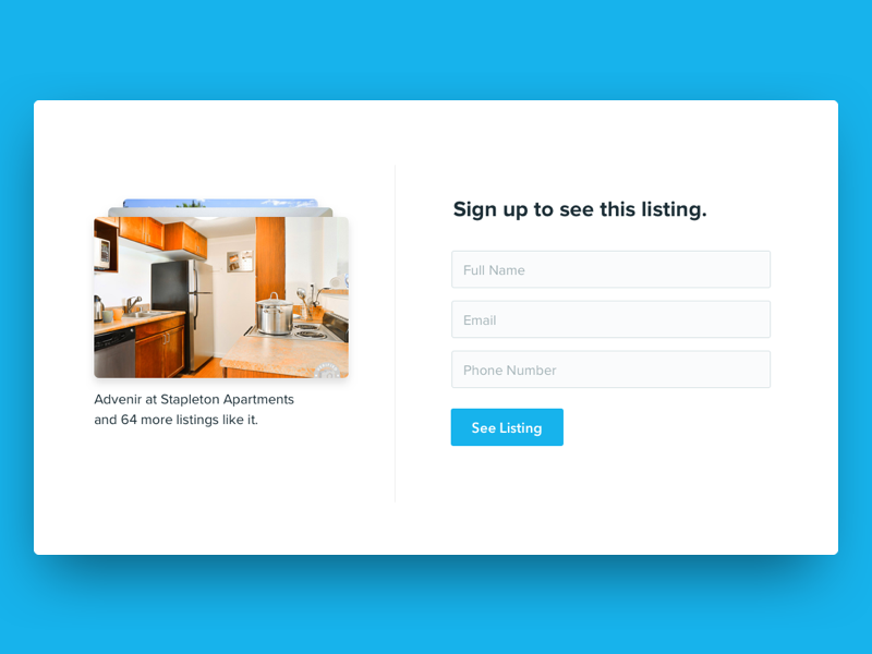 WIP Sign Up Lightbox white minimalist clean blue modal sign up lightbox