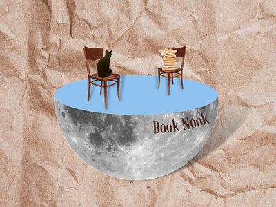 book nook 4 @universityobserver books cat design graphic art graphic design moon surreal surreal art surrealism