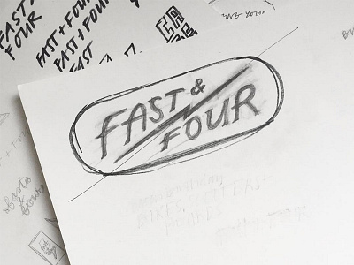 fast & four bolt deck design lettering skateboard sketch type typography