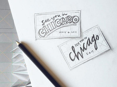 see you in Chicago chicago lettering postcard save the date sketch type