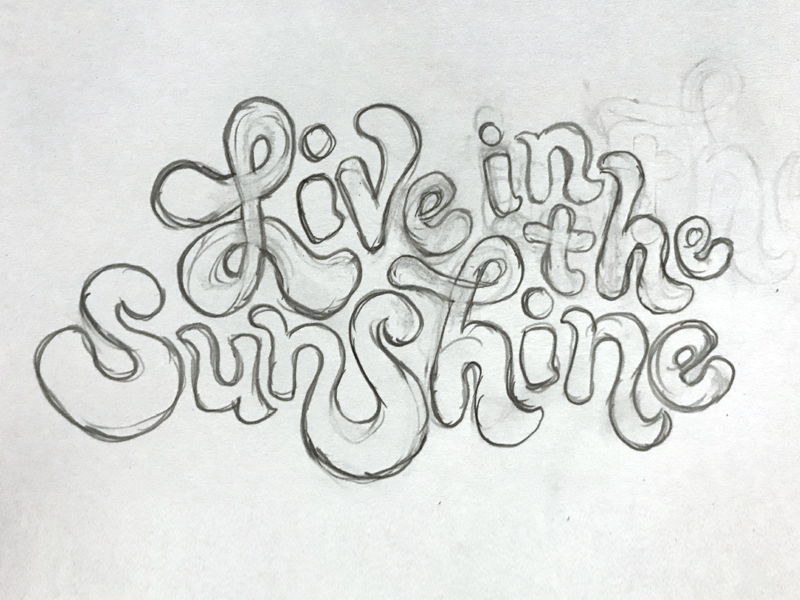 Live in the Sunshine bubbly handwritten letterforms lettering ligature live in the sunshine retro script tagline type