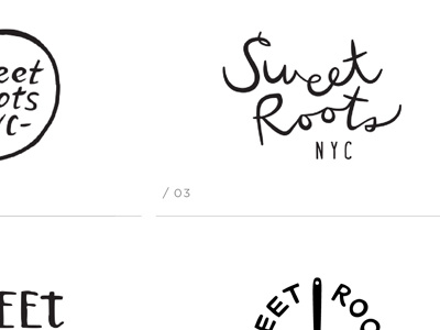 sweet roots nyc options drawn hand type identity logo