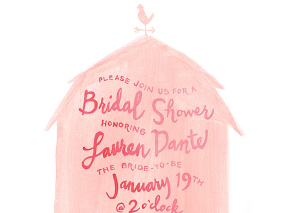 bridal shower barn bridal hand type invitation ombre pink script shower watercolor