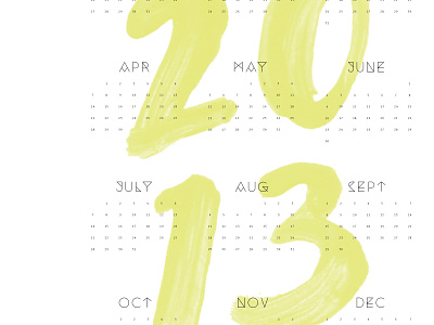 calendar 2013 calendar hand type illustrated new year painted paper goods watercolor