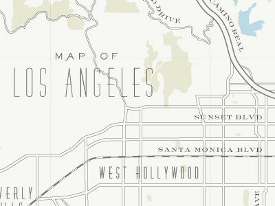 map of LA custom detail illustration los angeles map vintage wedding