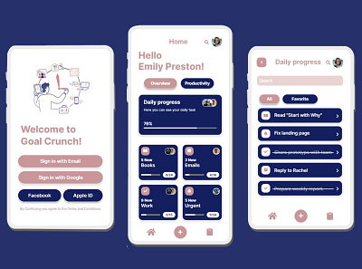 Productivity App app mobile productivity app ui ux