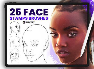 Face Stamp Brushes Procreate art copic digital art graphic design illustration logo png procreate procreate brushes templates women